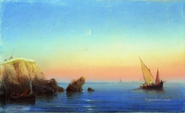 海の風景 Painting - イワン・アイヴァゾフスキー 穏やかな海 岩だらけの海岸 海の風景